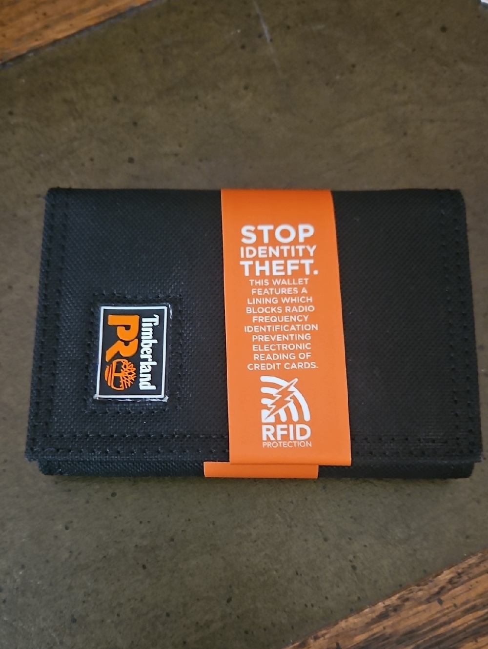 Timberland PRO Men's Heavy Duty Fabric RFID Charcoal Trifold Wallet ID Window